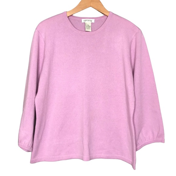 Medium Light Purple Orvis 100% Cashmere Crew Neck Sweater Pullover Mauve - Picture 1 of 9